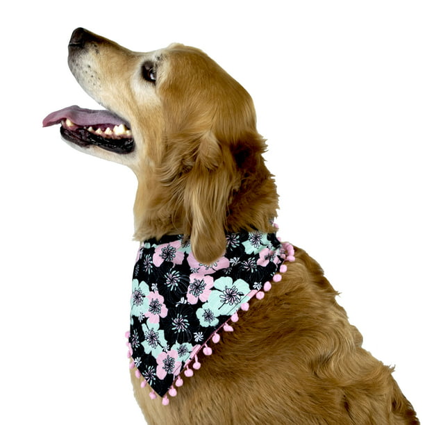 Red White and Blue Floral Over the Collar Dog Bandana Extra Large 